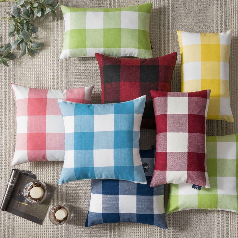 Phantoscope Pack of 2 Gingham Buffalo Check Plaid Throw Decorative Pillow Cover Outdoor Indoor Throw Pillows Farmhouse Square Pillow Cases for Home Decor Green,18 x 18 Inches - Image 5